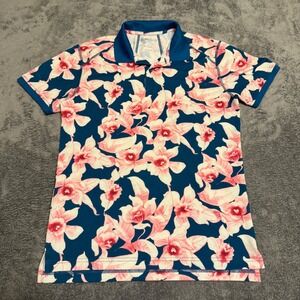 BONOBOS GOLF Men's Slim Fit Floral Polo‎ Shirt Blue Pink Orchid Size M